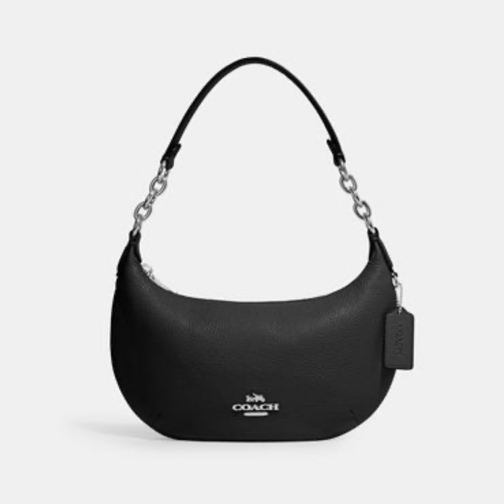 Coach Payton black and silver hobo shoulder bag